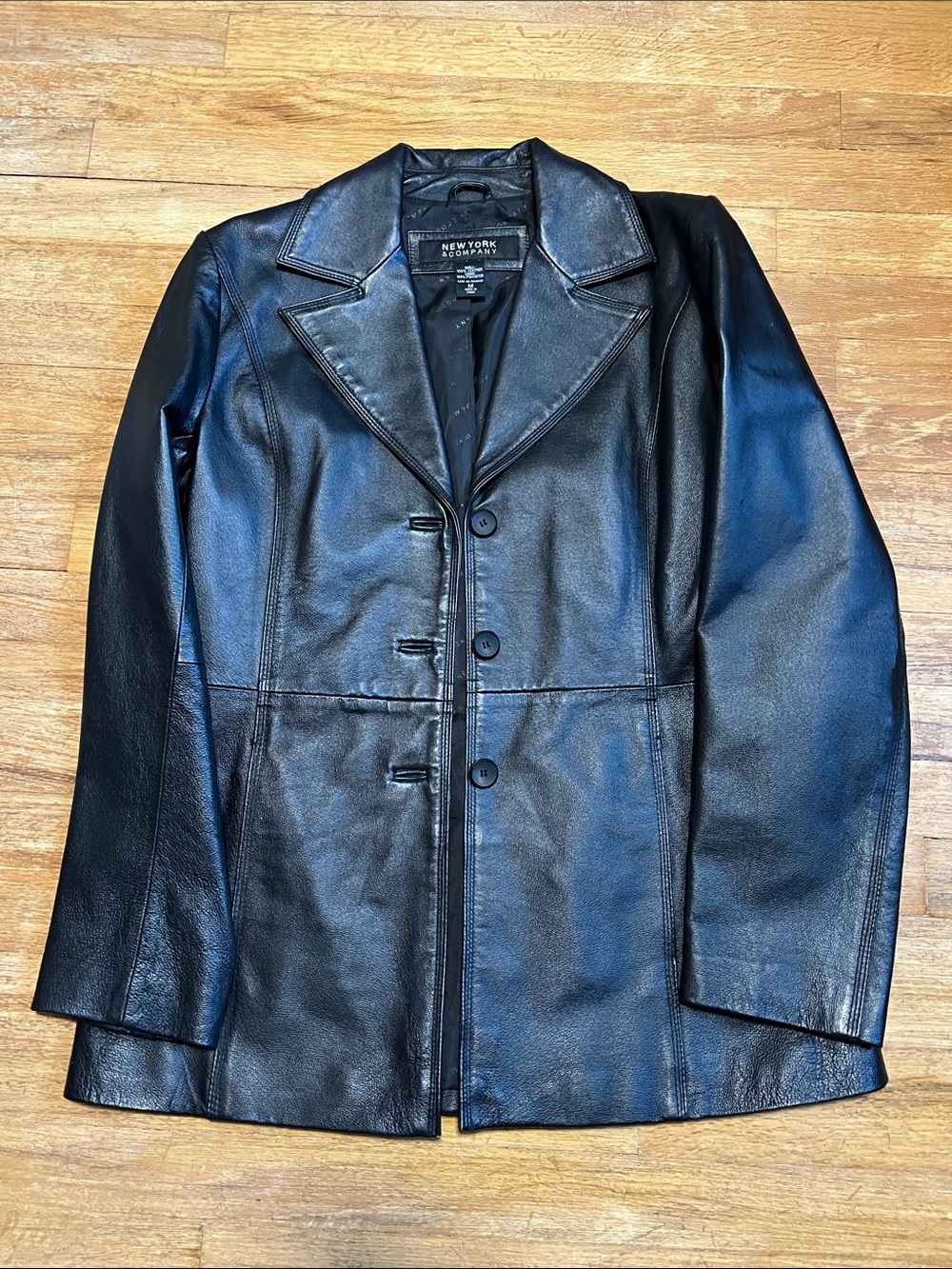 New York & Co. 100% Leather Jacket Black size medium